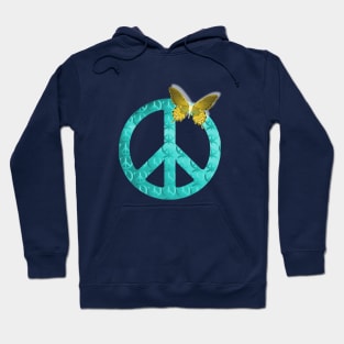 Pastel Blue Peace Sign with Butterfly Hoodie